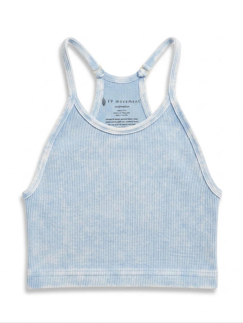Free People Women's Light Blue Ribbed Crop Tank